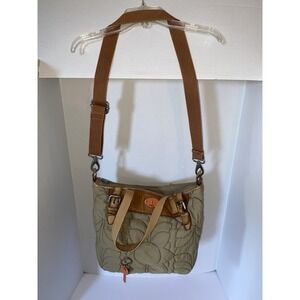Fossil Key-Per Quilted Vintage Purse Zip Tote Shoulder Bag Key Crossbody Y2K